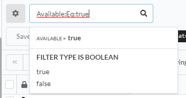 Screenshot of the search field popualted with an index, comparison, and value
