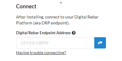 Screenshot of the the endpoint connection form on the home page