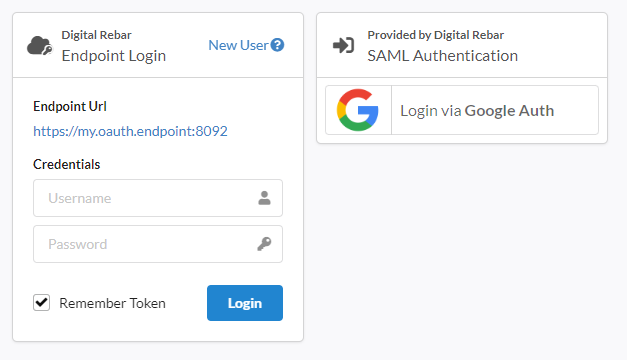 Screenshot of the login form with another form to the right with a button indicating an option to login with a Google account