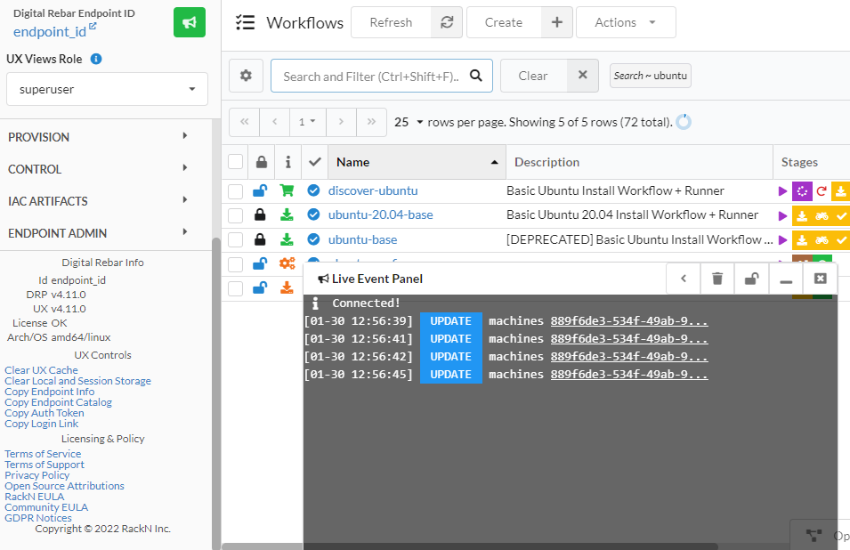 Screenshot of the portal's side navigation, scrolled to the bottom