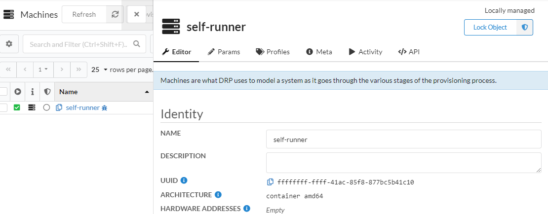 Screenshot of the object inspector view with the editor tab focused