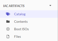 Screenshot of the IAC Artifacts section in the sidenav