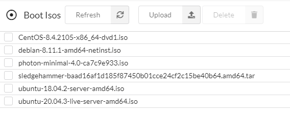 Screenshot of the ISOs view