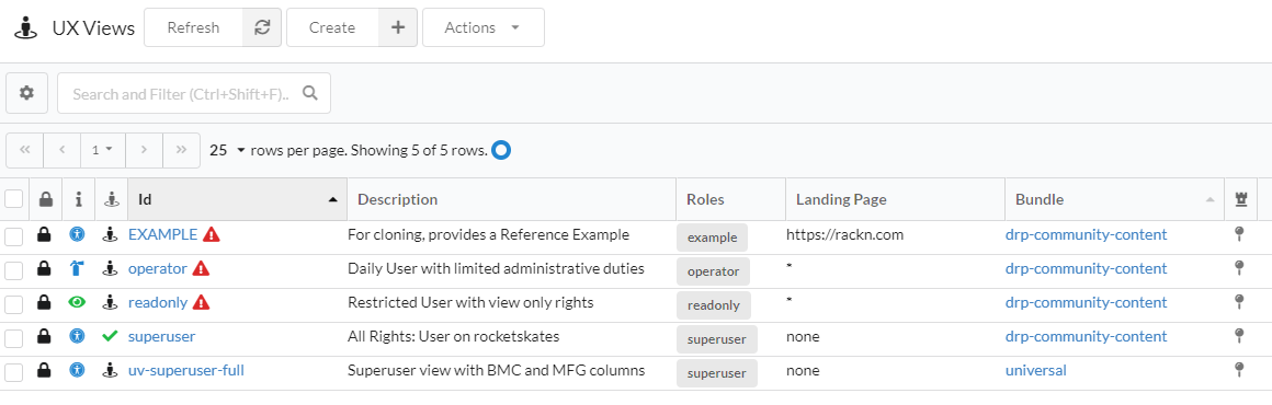 UX Views default content