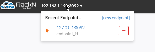 Screenshot of the recent endpoints dropdown on the top navigation bar